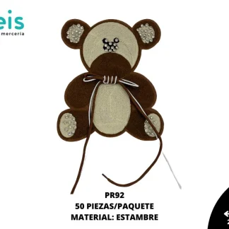 PARCHES BORDADOS Y ESTAMBRE MONO SENTADO CON PEDRERIA PR92 20.5cmX24cm CAFE