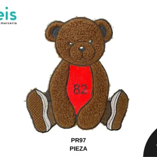 PARCHES BORDADOS Y ESTAMBRE OSO C/PLAYERA ROJA PR97 22.5cmX24cm