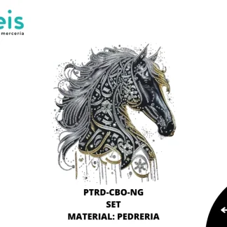 PARCHES DTF CABALLO NEGRO CON DORADO PTRD-CBO-NG