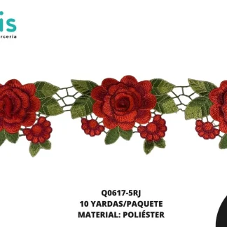 GUIPIUR BORDADO FLORES 10 YDS/PQT Q0617-5 ROJO