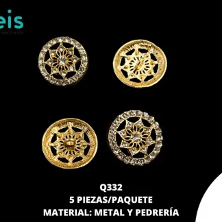 BOTON PATA ARGOLLA FLOR CENTRAL Q332 DORADO CRITAL