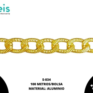 CADENA ALUMINIO S-034 100MTS/BOLSA DORADO