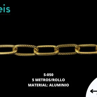 CADENA ALUMINIO S-050 5 MTS/ROLLO DORADO