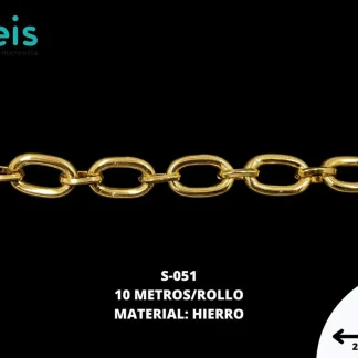 CADENA ALUMINIO S-051 10 MTS/ROLLO DORADO