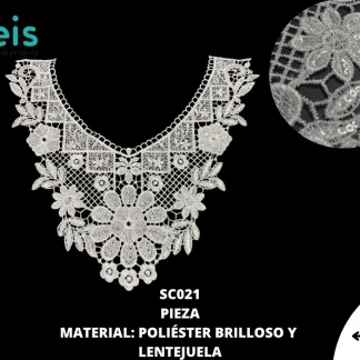CUELLOS POLIESTER BRILLOSO LENTEJUELA SC021 50 PZ/PQT BLANCO