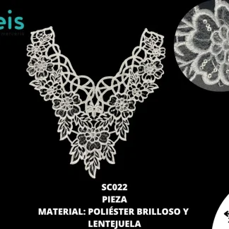 CUELLOS POLIESTER BRILLOSO LENTEJUELA SC022 50 PZ/PQT BLANCO