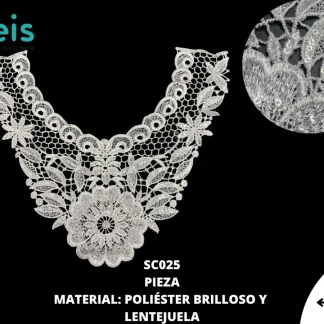 CUELLOS POLIESTER BRILLOSO LENTEJUELA SC025 50 PZ/PQT BLANCO