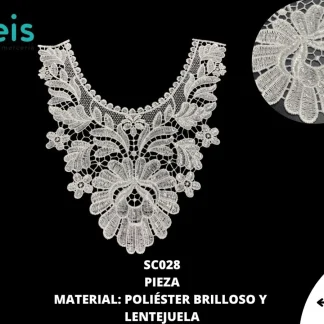CUELLOS POLIESTER BRILLOSO LENTEJUELA SC028 50 PZ/PQT BLANCO