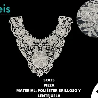 CUELLOS POLIESTER BRILLOSO LENTEJUELA SC035 50 PZ/PQT BLANCO