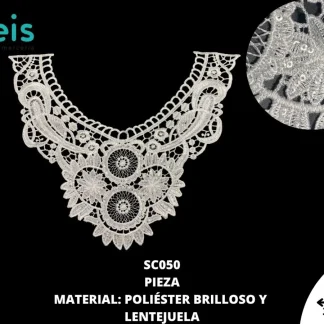 CUELLOS POLIESTER BRILLOSO LENTEJUELA SC050 50 PZ/PQT BLANCO