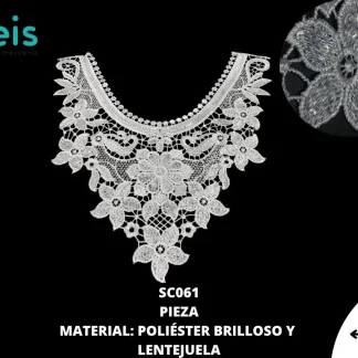 CUELLOS POLIESTER BRILLOSO LENTEJUELA SC061 50 PZ/PQT BLANCO