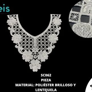 CUELLOS POLIESTER BRILLOSO LENTEJUELA SC062 50 PZ/PQT BLANCO