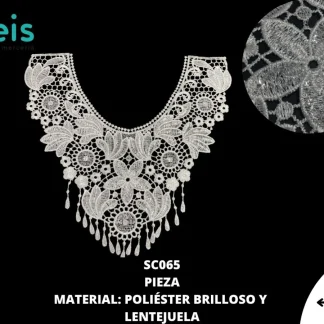 CUELLOS POLIESTER BRILLOSO LENTEJUELA SC065 50 PZ/PQT BLANCO