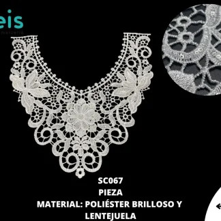 CUELLOS POLIESTER BRILLOSO LENTEJUELA SC067 50 PZ/PQT BLANCO