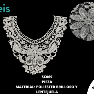 CUELLOS POLIESTER BRILLOSO LENTEJUELA SC069 50 PZ/PQT BLANCO