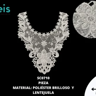 CUELLOS POLIESTER BRILLOSO LENTEJUELA SC0710 50 PZ/PQT BLANCO