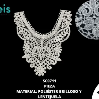CUELLOS POLIESTER BRILLOSO LENTEJUELA SC0711 50 PZ/PQT BLANCO