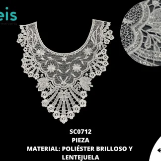 CUELLOS POLIESTER BRILLOSO LENTEJUELA SC0712 50 PZ/PQT BLANCO
