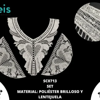 CUELLOS POLIESTER BRILLOSO LENTEJUELA SC0713 50 PZ/PQT BLANCO