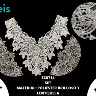 CUELLOS POLIESTER BRILLOSO LENTEJUELA SET SC0714 50 PZ/PQT BLANCO