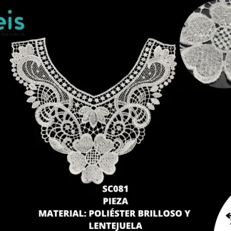 CUELLOS POLIESTER BRILLOSO LENTEJUELA SC081 50 PZ/PQT BLANCO