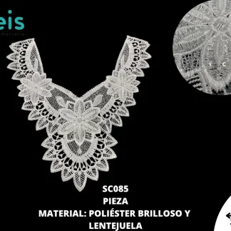CUELLOS POLIESTER BRILLOSO LENTEJUELA SC085 50 PZ/PQT BLANCO