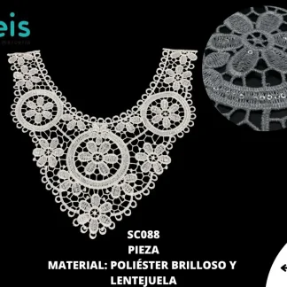 CUELLOS POLIESTER BRILLOSO LENTEJUELA SC088 50 PZ/PQT BLANCO