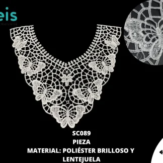 CUELLOS POLIESTER BRILLOSO LENTEJUELA SC089 50 PZ/PQT BLANCO