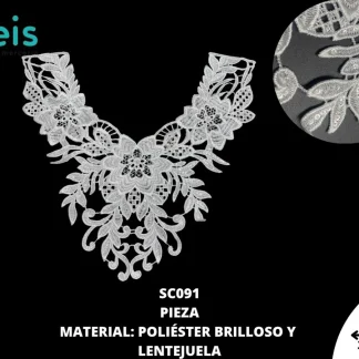 CUELLOS POLIESTER BRILLOSO LENTEJUELA SC091 50 PZ/PQT BLANCO