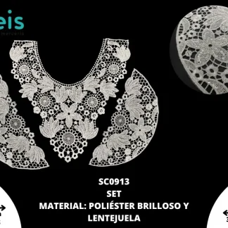 CUELLOS POLIESTER BRILLOSO LENTEJUELA SET SC0913 20 SET/PQT BLANCO