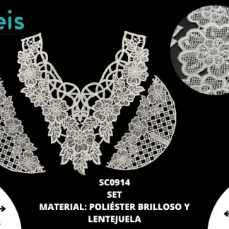 CUELLOS POLIESTER BRILLOSO LENTEJUELA SET SC0914 20 SET/PQT BLANCO