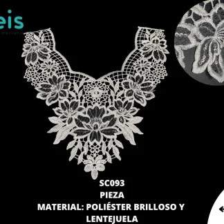 CUELLOS POLIESTER BRILLOSO LENTEJUELA SC093 50 PZ/PQT BLANCO