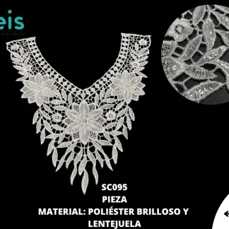 CUELLOS POLIESTER BRILLOSO LENTEJUELA SC095 50 PZ/PQT BLANCO
