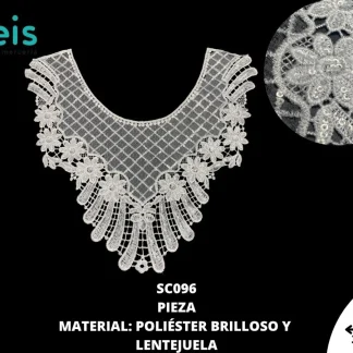 CUELLOS POLIESTER BRILLOSO LENTEJUELA SC096 50 PZ/PQT BLANCO