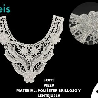 CUELLOS POLIESTER BRILLOSO LENTEJUELA SC099 50 PZ/PQT BLANCO