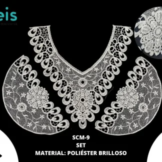 CUELLOS POLIESTER BRILLOSO SET CON MANGAS LENTEJUELA SCM-9 25 PZ/PQT BLANCO