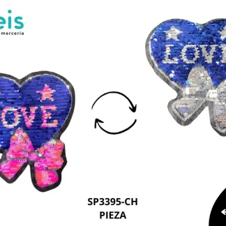 PARCHES LENTEJUELA REVERSIBLE CORAZON LOVE SP3395-CH