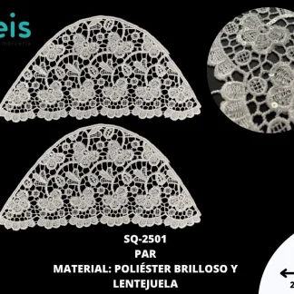 MANGAS PLANAS POLIESTER BRILLOSO SQ-2501 20 PAR/PQT BLANCO