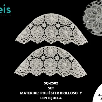 MANGAS PLANAS POLIESTER BRILLOSO SQ-2502 20 PAR/PQT BLANCO
