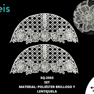 MANGAS PLANAS POLIESTER BRILLOSO SQ-2503 20 PAR/PQT BLANCO