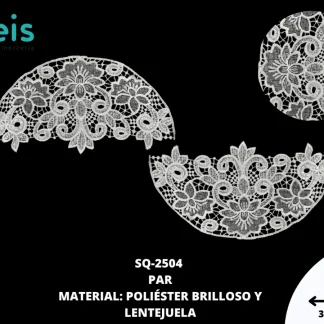 MANGAS PLANAS POLIESTER BRILLOSO SQ-2504 20 PAR/PQT BLANCO
