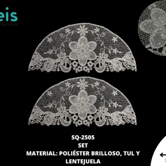 MANGAS PLANAS POLIESTER BRILLOSO SQ-2505 20 PAR/PQT BLANCO