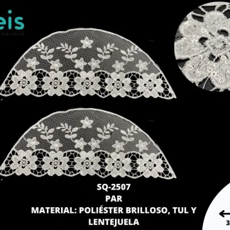 MANGAS PLANAS POLIESTER BRILLOSO SQ-2507 20 PAR/PQT BLANCO