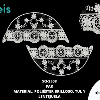 MANGAS PLANAS POLIESTER BRILLOSO SQ-2508 20 PAR/PQT BLANCO
