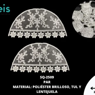 MANGAS PLANAS POLIESTER BRILLOSO SQ-2509 20 PAR/PQT BLANCO