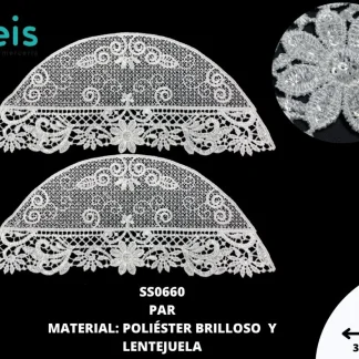 MANGAS DECORADAS LENTEJUELA SS0660 20 PAR/PQT BLANCO