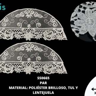 MANGAS DECORADAS LENTEJUELA SS0665 20 PAR/PQT BLANCO