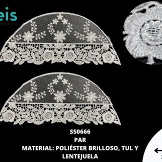 MANGAS DECORADAS LENTEJUELA SS0666 20 PAR/PQT BLANCO