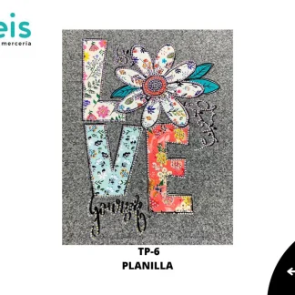 PARCHES DTF DECORADOS PEDRERIA FLORES LOVE TP-6 18.5cmX24.5cm MULTICOLOR