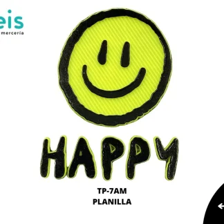 PARCHES RELIEVE Y ESTAMPADO CARA FELIZ HAPPY TP-7AM 3.5cmX5cm 30 PIEZAS/PLANILLA AMARILLO
